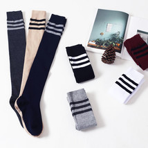 1 Pair Stripe Over the Knee Socks Extra Long Opaque Thigh High Stockings - £9.00 GBP