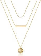 Dainty Layered Choker Necklace Handmade 14K Gold Plated Y Pendant Necklace Multi - £27.58 GBP