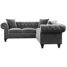 Deep Button Tufted Velvet Upholstered Rolled Arm C - £1,957.77 GBP