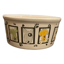 Dog Food Bowl WCL Water Dish Puppy Faces Shapes &amp; Paws Stoneware Container - £17.36 GBP
