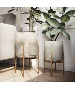 Aspire Lacey Golden Planters, Gray &amp; Gold - Set of 2 - $2,619.71 MXN