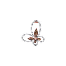 10k Rose Gold Round Brown Color Enhanced Diamond Butterfly Bug Pendant 7/8 - £530.45 GBP