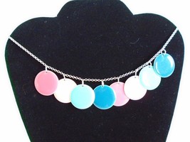 Multi Color Charm Silver Plated Chain Bib Choker Necklace. Very good con... - $4.49