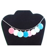 Multi Color Charm Silver Plated Chain Bib Choker Necklace. Very good con... - $4.49