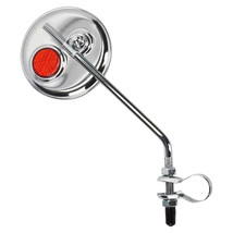 BICYCLE MIRROR SUNLITE ROUND 3in CP w/Red REFLECTOR - £9.38 GBP