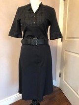 NWOT THEORY Short Sleeve Belted Black Dress SZ M - £59.35 GBP