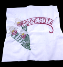 Minnesota Embroidered Quilted Square Frameable Art State Needlepoint Vtg 8.5&quot; - £22.30 GBP