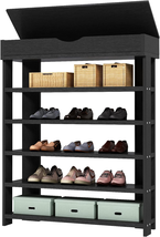 Soges 5-Tier Wooden Shoe Rack with Storage Cabinet, 29.5 Inches Vertical Free St - £76.35 GBP