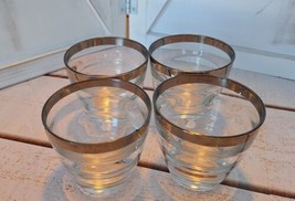 4 Dorthy Thorpe Style Silver Rim Beehive Rippled MCM Cocktail Glasses Ho... - $24.70