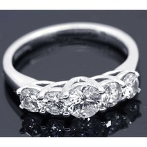 1 Ct 5-Stone Round Cut Moissanite Wedding Anniversary Ring 14K White Gold Finish - £112.08 GBP