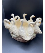 Vintage Ceramic Geese Signed &amp; Dated Planter Hand Painted Country Cottag... - £22.28 GBP