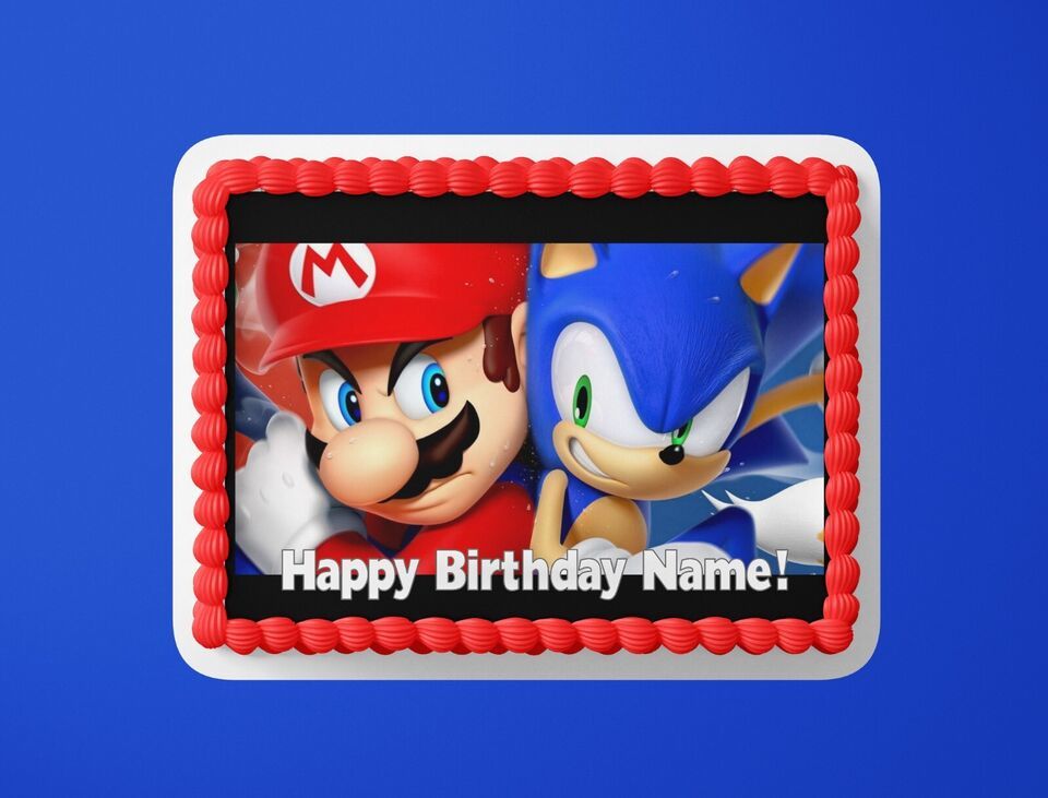 Mario Sonic Edible Cake Topper - $9.89