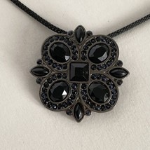 Black Crystal Gothic Style Convertible Pendant 19-22in Necklace To Brooch - £10.19 GBP
