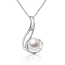 Sterling Silver 9mm Pearl Pendant Necklace - £30.56 GBP