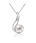 Sterling Silver 9mm Pearl Pendant Necklace - £30.86 GBP