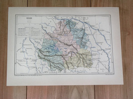 1887 Antique Original Map Of Department Of Indre Chateauroux / France - £16.99 GBP