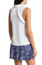 NWT GOTTEX WHITE Diane Ruffle Sleeveless Golf Tennis Polo Shirt - L & XL image 2