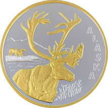 Alaska Mint Caribou Medallion Silver Gold Medallion Proof 1 Oz. - $118.99