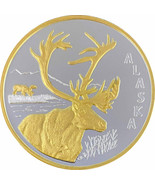 Alaska Mint Caribou Medallion Silver Gold Medallion Proof 1 Oz. - £117.72 GBP