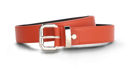 Womens vegan belt orange apple skin fashion elegant square silver buckle clasp - £47.39 GBP
