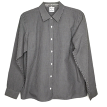 Westbound Womens Size M Blouse Collared Button  Long Sleeve Black White ... - £10.36 GBP