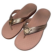 Vionic Sandals Womens 11 Pink Gold Tide Aloe Metallic Leather Thong Flip... - $78.19