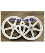 Pair of 20" Bicycle Mag Wheels Set 6 SPOKE WHITE FOR GT DYNO HARO any BMX BIKE - £101.26 GBP