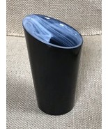 4 Inch Sea Glasbruk Sagaform Candy Black Vase Asymmetrical Rim Marbled I... - $24.75