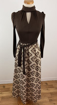 Vintage 70s Cindy Juniors Leboff Mod Maxi Dress Peekaboo Bodice Metallic Skirt - £32.88 GBP