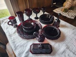 Vintage Avon 1876 Cape Cod Ruby Red Set of 24 Pieces - £159.87 GBP