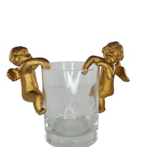 Vintage Gold Cherub Pot Hugger Edge Hanger Set of 2 Gold Ceramic Angels - £14.10 GBP