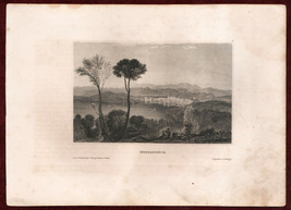 1837 Original Steel Engraving Negroponte Greece Meyers Universum Euboea Dutch - £29.53 GBP