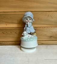 Vintage Musical Kid Figurine Puppy In Box Hand Painted Porcelain - $22.65