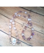Necklace Bead Glass Pink Purple Silver Tone Metal Spacers Handmade New 2... - £11.79 GBP