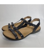 Taos Sandals Women&#39;s 11 Trophy Slingback Strappy Black Leather Casual Op... - $32.66