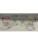 Christmas Wine Glasses Plastic Stemless New Without Box - £18.39 GBP
