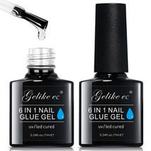 Gelike EC 2Pcs Nail Glue Gel 6 in 1 for Acrylic Nails Long Lasting, Curing Neede - £11.99 GBP