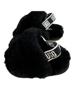 UGG Baby Girl Black Fluffy Booties Slippers Sling Back Like Mom  Size 2 ... - $28.04