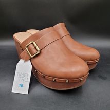 New NWT Women's Size 10 Brown Vegan Faux Leather Strap Studded Memory Fo... - $17.81