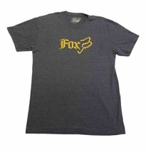 Fox Racing Short Sleeve Logo T-shirt Mens Large Heather Gray Yellow BMX  - $13.55