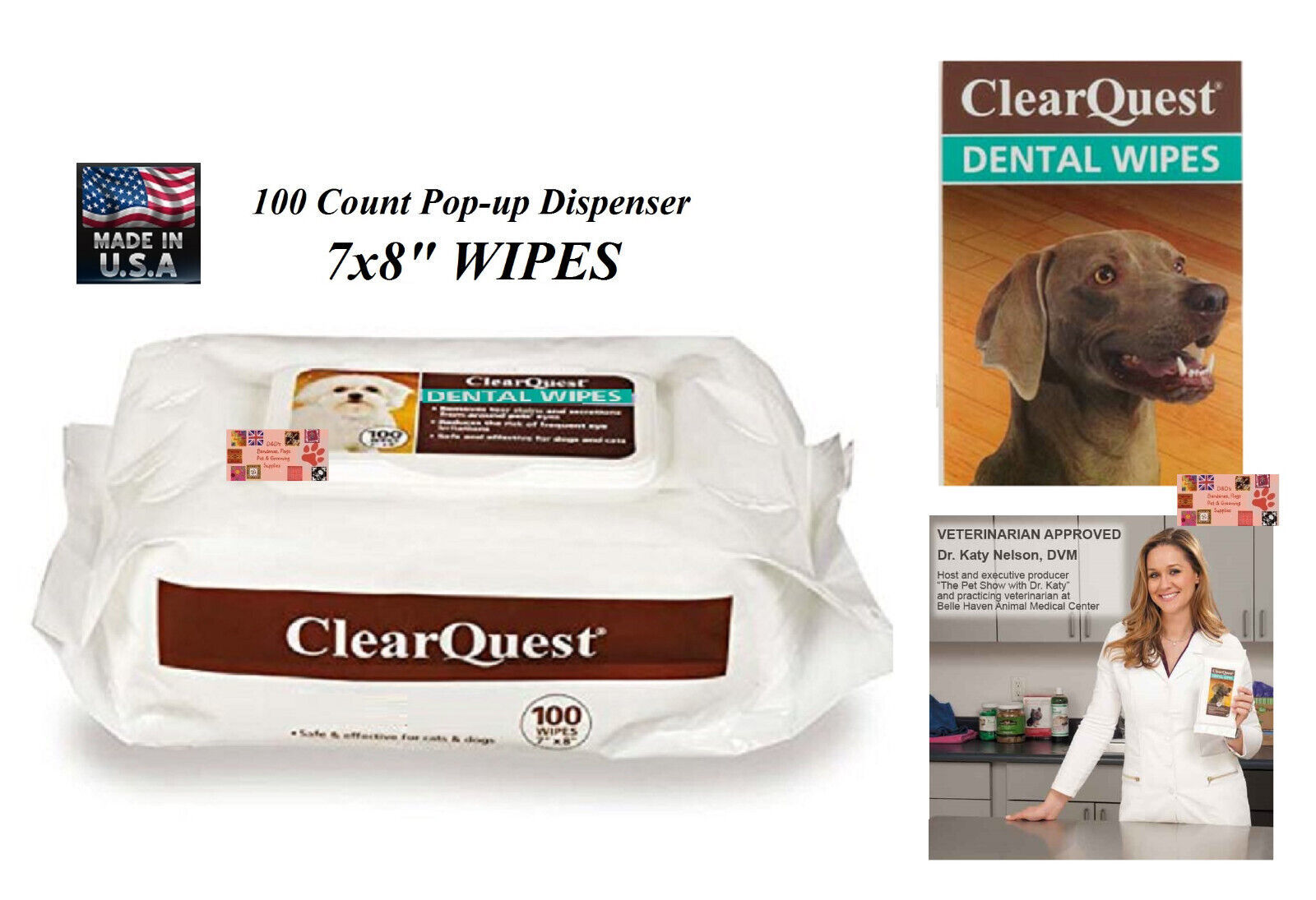 Primary image for 100 DENTAL WIPES PET Pop Up Dispenser Grooming*Same as Top Performance ProDental