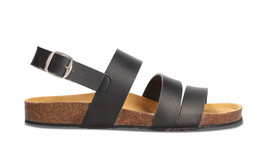 Vegan sandal flat slingback with buckle ankle strap cushioned sole backless open - $85.74