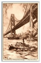 San Francisco Oakland Bay Bridge Russell Wilson Etching 1940 Postcard W12 - £15.74 GBP