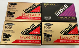 New Maxell TC-30 HGX Gold VHS-C Premium Grade Compact Videocassette Lot Of 4 - $14.80