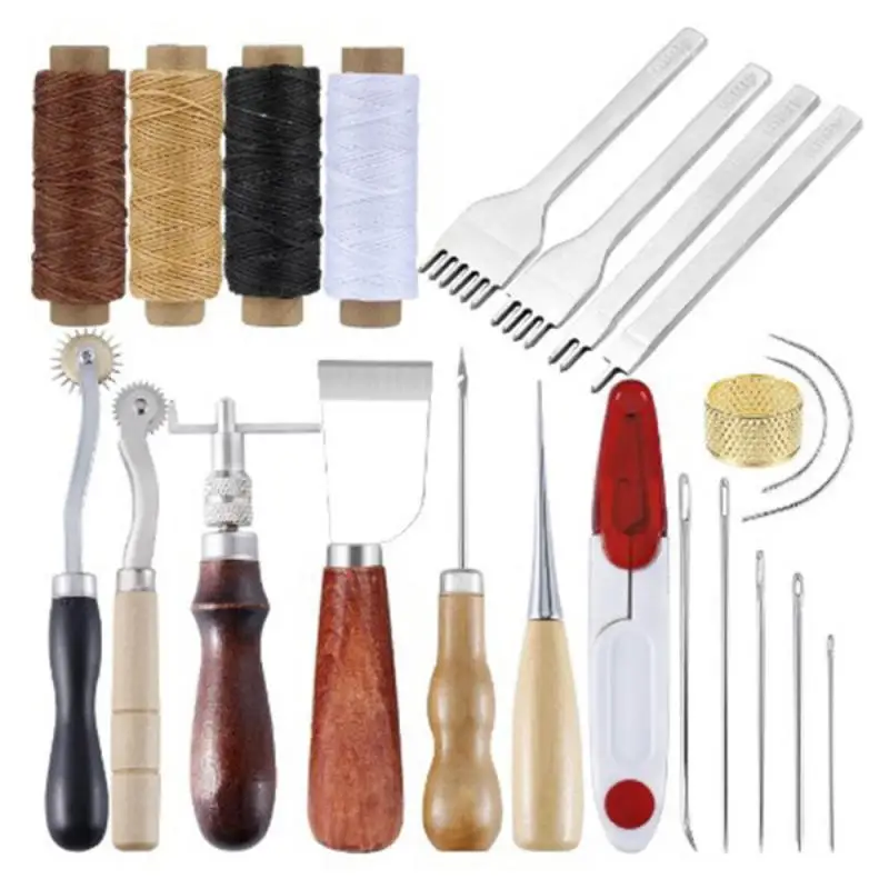 Professional Leather Craft Tools Kit Hand Sewing Stitching Leather Punch... - $104.29