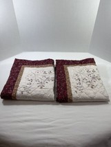 King Pillow Shams Quilted Floral Set Of 2 Shabby Chic Boho Burgundy Gold White - £13.16 GBP