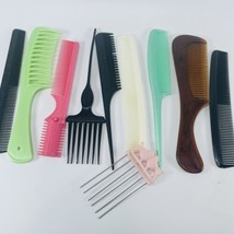 10 Vintage Hair Combs Lot Rat Tail Barber Pocket Dresser Pick Dupont Ace MCM - £19.70 GBP