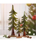 Christmas Trees Figurines 3-Piece Multicolor Enameled Mango Wood Holiday... - $1,848.62 MXN