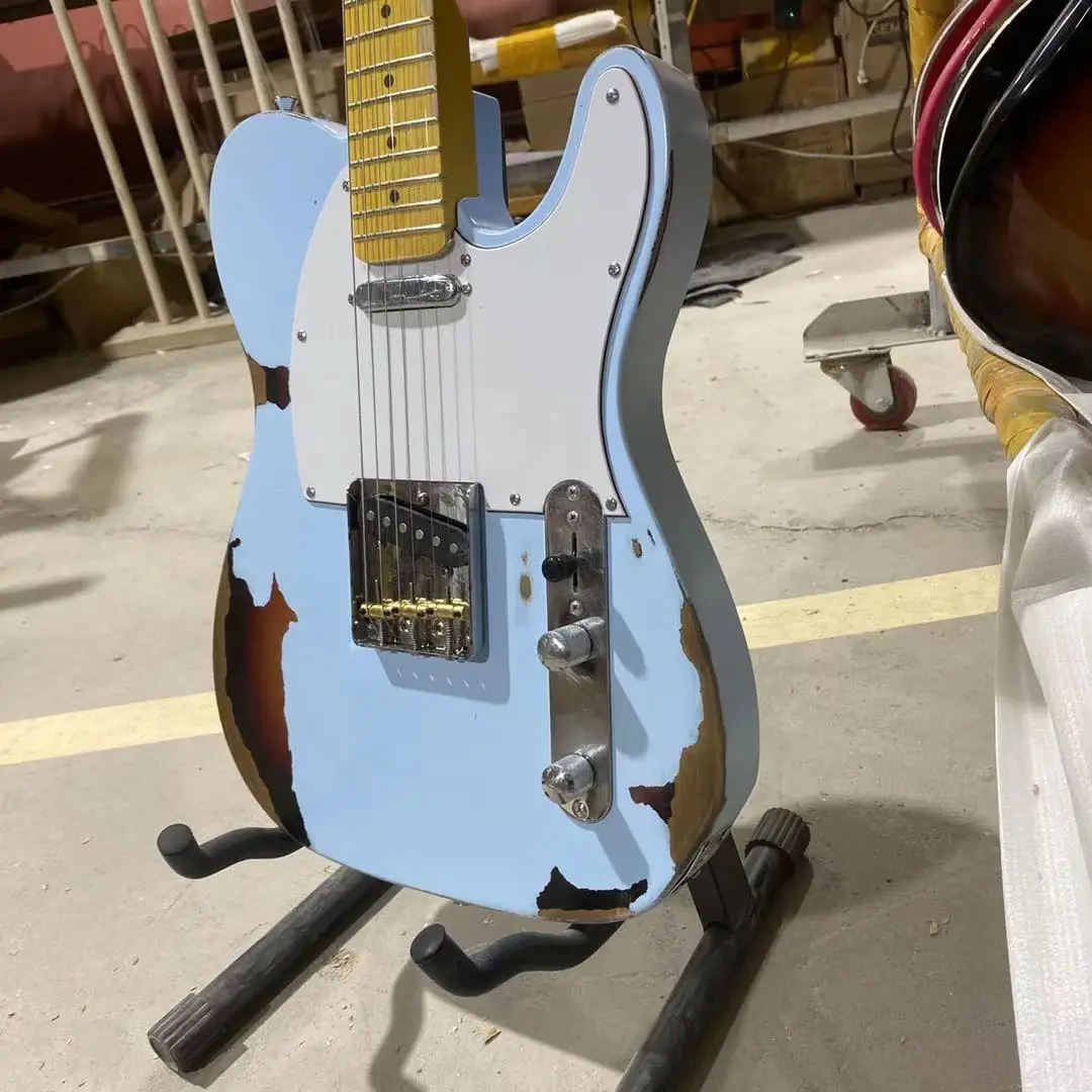 Sky Blue Relic Telecaster Style Guitar - Maple Fretboard - £393.17 GBP