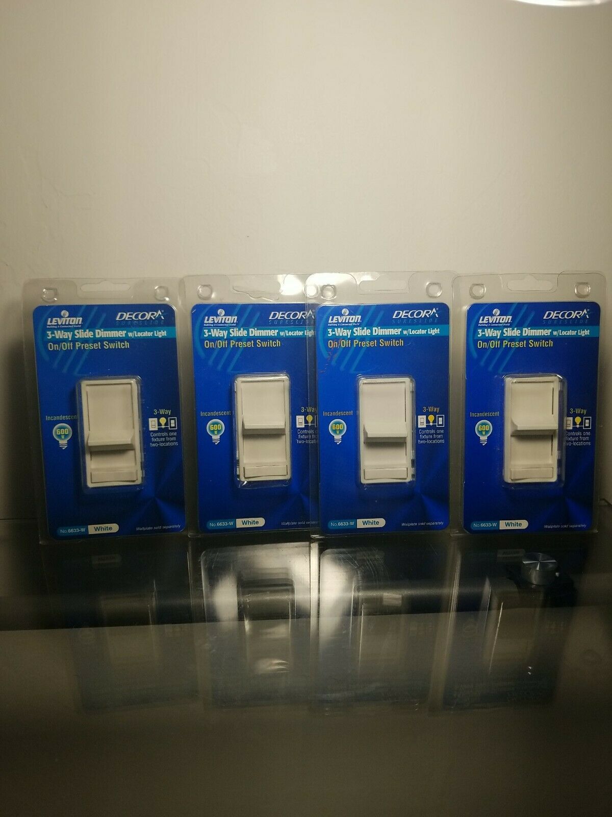 LEVITON Sureslide 600W Dimmer Ivory & White NEW Lot Bundle of 4 Factory Sealed! - $45.82